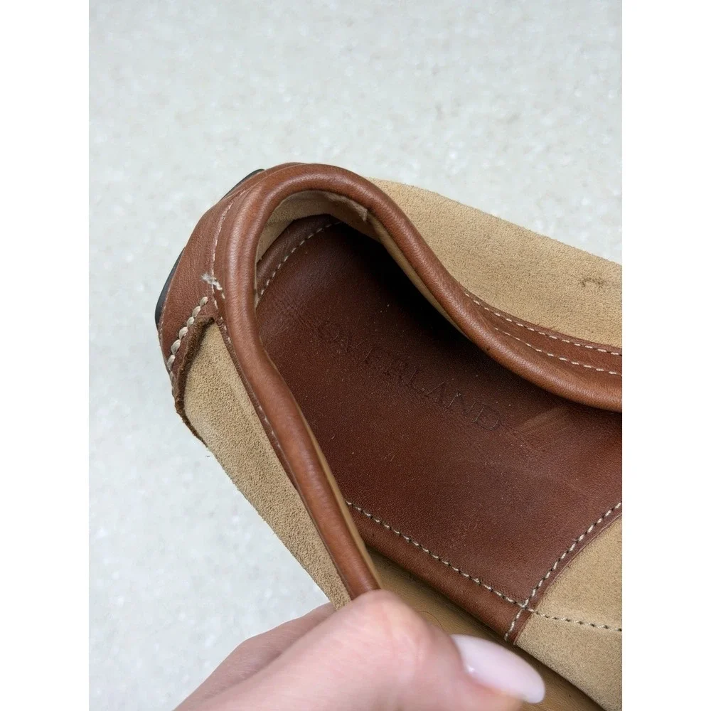 OVERLAND‎ Marco Suede & Leather Moccasin Shoes Khaki Cognac Sz 46 US 12?